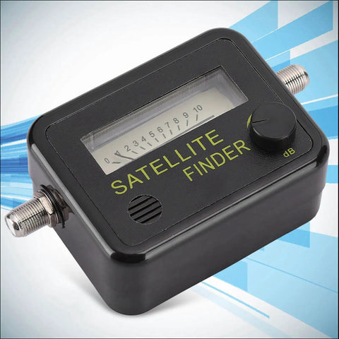 Portable Satellite Signal Strength Finder Pro with clear digital screen for DirecTV dish alignment, showing dB readings and connectors.