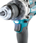 Close-up of Brushless 18V Cordless Drill Driver With 13Mm Keyless Chuck And Dual Speed Gearing showing chuck and LED work light.