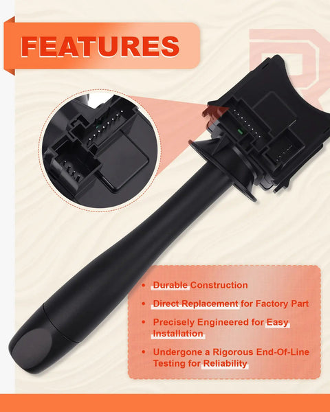 Premium Straight Swap Turn Signal And Headlight Multi Function Switch For Chevy Cobalt Equinox Hhr G5 close-up view of control lever features.