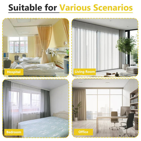 Double Row Curtain Track System With Silent Aluminum Alloy Ceiling Rails For Heavy Duty Drapes, Smooth Sliding, Room Divider For Bedroom Living Room And Hospital, White Finish, 1 Meter Length shown in hospital, living room, bedroom, office