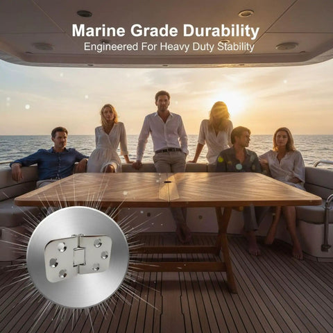 Set Of 4 316 Stainless Steel Folding Table Hinges For Marine Use With 180 Degree Precision Integrated Butt Hinge on boat deck