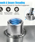 Close-up of No Sweat T Shaped Weld Nut Assortment 40 Piece Steel Hardware Kit showing clean internal threads and strong mounting point.