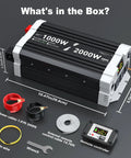 Legit 1000 Watt Pure Sine Wave Inverter Converts 12V DC To 120V AC Without The Headache includes power cables and remote controller.