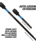 Spyder 12-inch dual hex8/hex10 auto-locking hole saw extension chuck, 2-pack