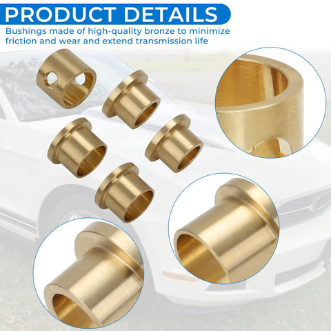 Bronze Shifter Bushing Kit for 2005-2010 Mustang TR3650 T5WC Manual Transmission Replaces Plastic Improves Shifts for V6 and GT 5 Speed Direct Fit Upgrade, bronze bushings