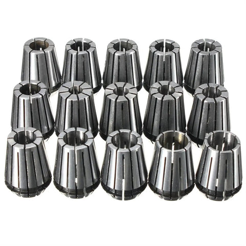 15 precision inserts from Super Sharp ER25 Collet Chuck Holder Set made from carbon steel for milling and drilling.