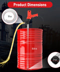 Heavy Duty 2480W Electric Barrel Pump Knocks Out Fuel And Oil Transfers Fast With A Bulletproof 110V Motor And Insane 13000 RPM Flow dimensions, 79 in hose, 35.8 in barrel