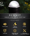 Summit Chain Link Solar Post Cap Black With High Output LED Lights Up Automatically At Night Fits 1 7/8 In To 3 In Posts