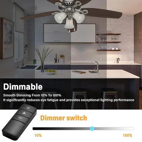 Ceiling Fan Remote Control Replacement For Hampton Bay And Home Decorators Collection Fans, dimmer details in kitchen setting.