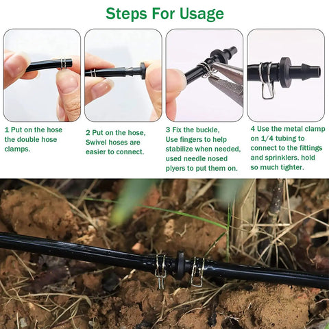 Beefy Spring Hose Clamp Kit 5 to 14mm Stainless Steel Double Wire Spring Clips usage steps for DIY plumbing projects.