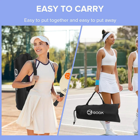 Women carrying Six Foot Mini Pickleball Net Set With Quick Setup For Indoor And Outdoor Play Portable Practice Net For Backyard And Driveway