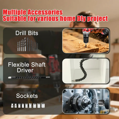 Cordless Drill Set With Battery And Charger, 21V Power Drill with accessories for home DIY projects