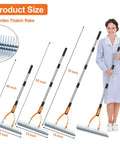 Thatch Rake Pro 19 Curved Steel Tines 15 Inch Lawn Dethatching Rake With Ergonomic Handle 70 Inch Reach for size comparison