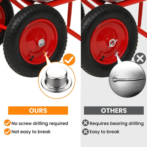 Comparison of Two Piece Spring Steel Push On Pushnut Cap Stud Half Inch Axle Fastener With Zinc Mechanical Finish vs traditional fastener on wheels