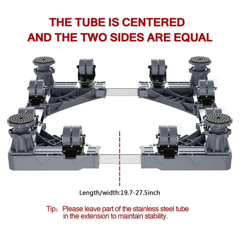 Adjustable Mobile Base For Heavy Appliances From 27.5 To 35.4 Inches With 8 Locking Wheels And 4 Feet, centered tube view