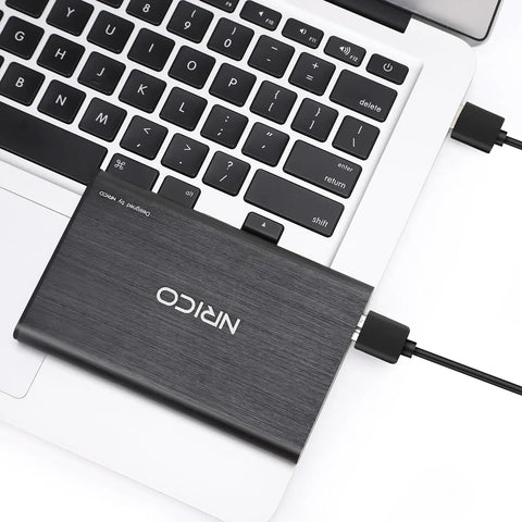 Ultra Slim 750GB Portable External Hard Drive USB 3.0 HDD Storage connected to laptop