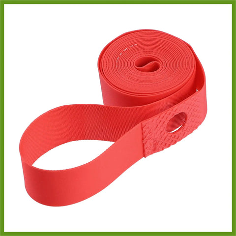 Red PVC Rim Tape For Bikes, 700C 27 Inch Wheel Rim Strip Liner Inner Tube Protection Band, roll and loop detail