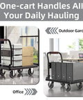 Upgraded Foldable Push Cart Dolly With 660 Lbs Capacity, Heavy Duty Moving Platform Hand Truck, Space Saving Collapsible Design For Quick Haul And Easy Storage In The Garage Or Utility Room. Foldable black platform cart with TPR wheels for office and garden hauling