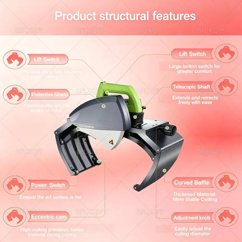 Dual Model Pipe Cutting Machine For 15 To 220Mm And 75 To 400Mm Pipes Lightweight Handheld Cutter Zd220 And Zd400 Cold Cutting With No Burrs Adjustable Speed Tool Free Clamp Heavy Duty Performance For Large Diameter Jobs, angled view with lift switch and telescopic shaft