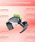 Heavy Duty Electric Pipe Cutter Built Like A Tank Power Saw showing structural features including lift switch and protective shield.