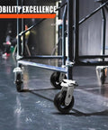 Heavy Duty 6 Inch By 2 Inch Caster Wheels Set With Mold On Rubber Cast Iron Wheels Swivel Top Plate Casters For Dumpsters And Trash Bins Four Pack Each Up To 1000 Lbs Total 4000 Lbs Capacity installed on metal frame