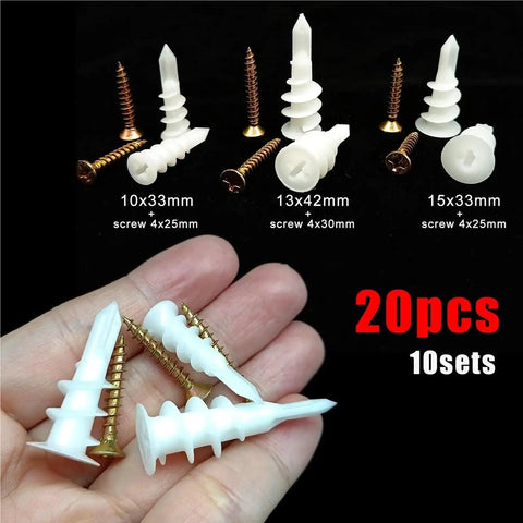 100 Sets Self Drilling Drywall Anchors With Tapping Screws Kit Easy Install Heavy Duty Wall Mount Fasteners With Yellow Zinc Finish Rust Resistant Carbon Steel No Pre Drill Needed Keeps Shelves TVs And Decor Solid As A Rock. 10x33mm and 13x42mm sizes