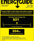 Energy guide label for Game Changer Mini Chest Freezer 3.5 Cubic Feet highlighting energy efficiency and costs.