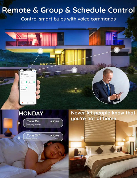 Remote controlling Tunable WiFi BR30 Smart Flood Light Bulbs 13W 100W Equivalent 1300LM 2700K-6500K RGB with smartphone and voice commands