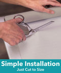Person cutting Go To Non Adhesive Shelf Liner For Cabinets And Drawers Easy Install Non Slip Drawer And Pantry Liner Gray 12 Inch By 10 Feet Pack 6 Ideal For Kitchen And Bathroom Organization with scissors