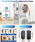 Installation guide for Smart Door Lock With Fingerprint And App Control Keyless Entry No Keys Needed Auto Lock Deadbolt Electronic Keypad For Front Door Home Or Apartment Use With Temporary Codes And Full Access History, showing size and compatibility.