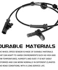 Rear Left ABS Wheel Speed Sensor Replacement for Heyue Models Auto Anti Lock Brake Sensor shown with text about durable materials.