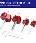 Go To Four Piece PVC Pipe Reamer Tool Set For Schedule 40 Plastic Pipes Fits 1/2 Inch Drill Includes 1 Inch 1-1/4 Inch 1-1/2 Inch And 2 Inch Reamers Fittings Saver Socket Saver Deburring Plumbing Accessory