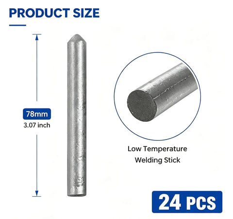 Low Temperature Universal Welding Rod Set 24 Pcs For Aluminum Stainless Steel Iron No Flux Required Beginner To Pro Easy Melt
