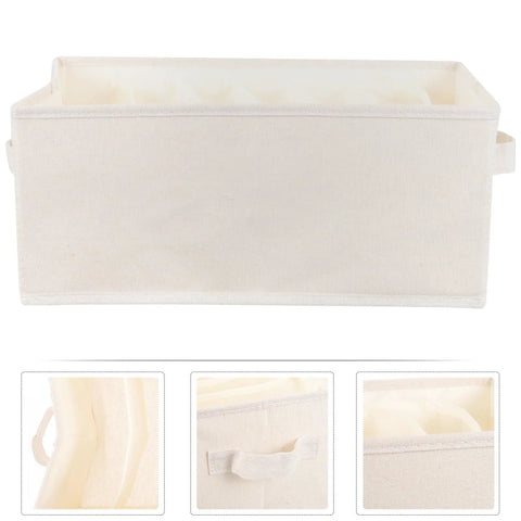 Beige Linen Cotton Seven Grid Folding Clothes Organizer Box Durable Closet Storage Bin For Tidy Wardrobe Vibes view from top without contents.