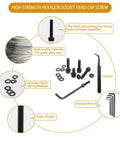 High-strength hexagon socket head cap screw components and tools, Hardcore 2040 Piece Metric Bolt Kit Hex Socket Screws M2 M3 M4 M5 Assortment Black Zinc Coated 12.9 Grade Alloy Steel With Lock Flat Washers Built Strong For The Daily Mechanical Grind.