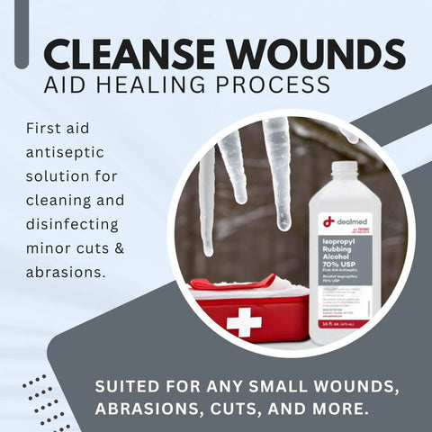 Straight Up Legit Isopropyl Rubbing Alcohol 70 Percent Usp Grade First Aid Antiseptic And Heavy Duty Disinfectant Surface Sanitizer 16 Fluid Ounce Bottle in first aid kit with ice.