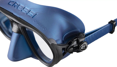 Side view of Calibro Low Volume Dive Mask With Fog-Stop System Integrated Dual Frame Technology Wide Field Of View And Secure Seal.