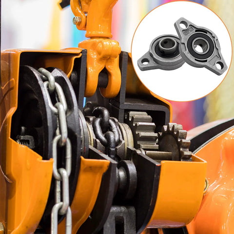 Installed pillow block bearing, flange-mounted, 12 mm ID, zinc alloy, self-aligning on orange machinery