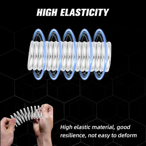 Ride Ready Universal Motorcycle Kickstand Springs Set For Dirt Bikes, Pit Bikes, Mini Bikes And Electric Scooters, hands stretching stainless steel spring
