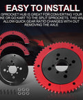 Universal 35 Chain 53T Split Sprocket With Adapter for Predator 212cc mini bikes, shown with red gear and black adapter