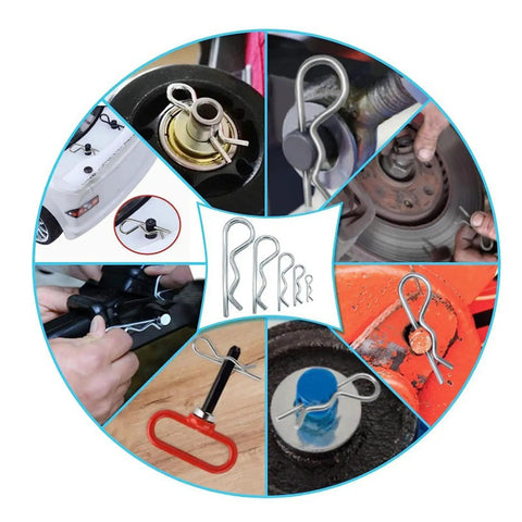 100 Piece Spring Fasteners Set With Split Clips Replacement Pins And Retainer Pins Hitches Keeper Pins Assortment Kit For Machinery Tractors Trucks And Garden Gear A True Workhorse Heavy Duty Rustproof Carbon Steel, assorted uses