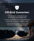 Off-grid guarantee for Your Go To Quick Inflate 2 In 1 Solar Lantern And Phone Charger For Camping Hiking and Travel
