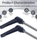 Heavy Duty Clamping Lever Handles With Quick Release Push Button Locking, 304 Stainless Steel M6 X 45mm Stud, Black Non Slip Grip, Rock Solid Hold For Serious Workbenches And Weekend Warrior Builds, 6 Pack showing two handles with stud and grip.