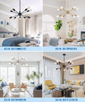 Four modern interiors with Sputnik Chandelier Lighting Dope 10 Light Modern Starburst Pendant Ceiling Fixture With Brushed Nickel Finish
