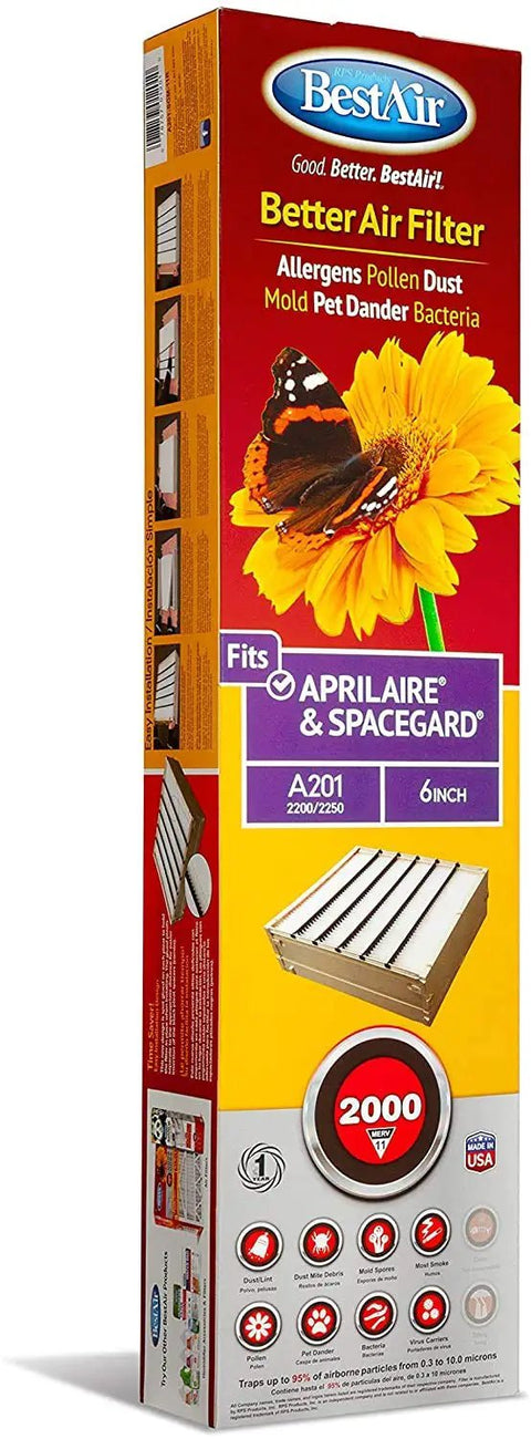 AC Furnace Air Filter 20x25x6 MERV 11 Without Cardboard Frame Fits Aprilaire SpaceGard 2200 2250 201 And Lennox PMAC-20C Pack