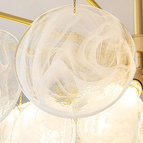 Showstopper Modern Luxury Crystal Rain Drop Chandelier Pendant Light Fixture close-up of glass shell bead design