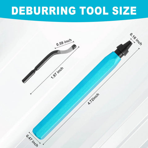 Aleric deburring tool with blue handle and 11pc high-speed steel swivel blades for burr removal