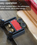 Heavy Duty Aluminum Alloy Table Saw Feeding Roller Guide With Ball Bearings For T Track Woodworking Fences on table.