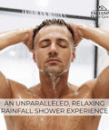 Man enjoying High Power Rain Shower Head With Handheld Combo 6 Inch Rainfall Head Plus 70 Inch Hose in shower