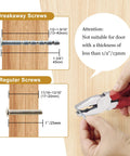 Hand holding pliers with breakaway and regular screws, description of screw lengths, for Antique Bronze Cabinet Knobs And Pulls with 5-inch centers.